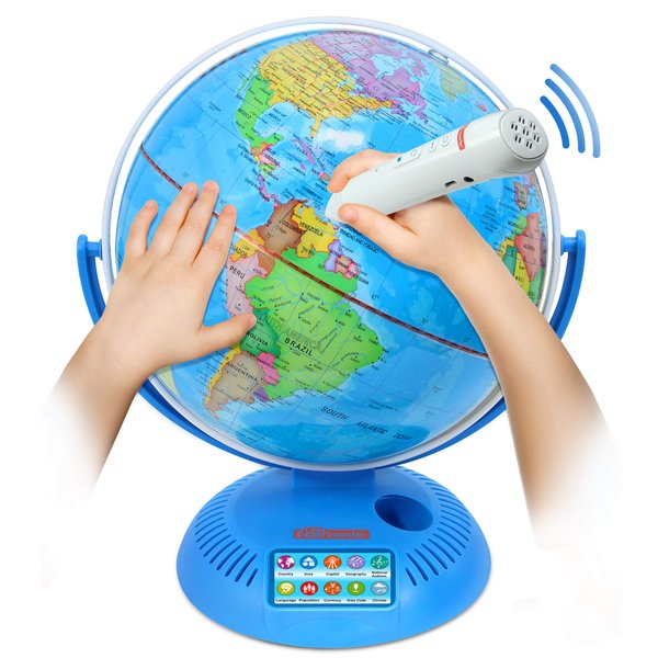 Interactive Globe for Kids with Wireless Smart Pen, 9” Globes with Stand, Learning & Education STEM Toys, Talking World Map Gift for Children, Christmas Gifts for Boys & Girls Ages 7 8-12 Years Old