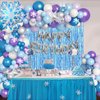 116Pcs Froozen Balloon Garland Arch Kit, Snowflake Blue Purple Confetti Balloons Fringe Curtain for Winter Wonderland Christmas Baby Shower Snow Princess Froozen Birthday Party Supplies Decorations