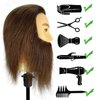 Male Mannequin Head with Beard 100% Real Human Hair Haircut Training Head for Cosmetology Straight Thick Hair Manikin Head Doll Head with Stand Practice Cutting Styling,Barber Shop,Cosmetology School