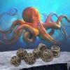 DND Dice,Hollow D&D Metal Dice,Unique Round Ball Design Octopus Dice with Gift Box for Dungeons & Dragon Gaming,7 PCs Steampunk Polyhedral D and D Dice Set D20 D12 D10 D8 D6 D4 D% for RPG,MTG,Bronze