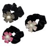Generic 3 Pack Colorful Handmade Pearl Rhinestone Flower Hair Bows Elastics Bands Bubble Hair Ties Stretchy Rubber Hairbands Floral Hair Rubber Bands Ropes Hair Accessories for Women Girls