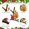 WLLHYF 4PCS Christmas Hair Clip, Cute Xmas Reindeer Antler Hairpin Girl Women Hair Clips Xmas Hair Barrettes with Pom Balls Deer Ear Hair Accessories Festive Party Cosplay Gifts (Coffee)