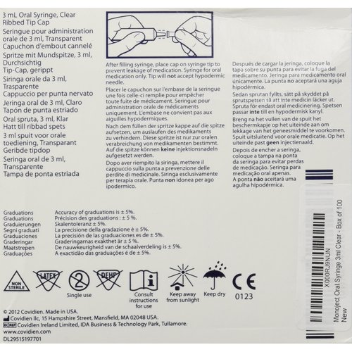 Monoject Oral Syringe 3ml Clear - Box of 100
