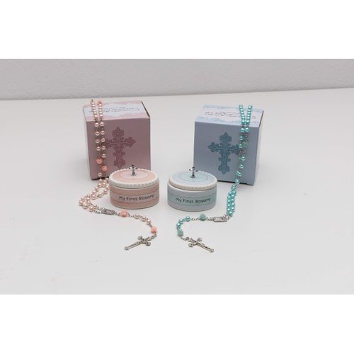 Catholic Baptism Gift Set of My First Blue and Pink Rosaries with Matching Keepsake Boxes, Baby Baptism Gifts for Girl or Baptism Gifts for Boys - Unique Rosary Beads