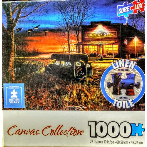 Canvas Collection 1000 Piece Puzzle Linen Texture Toile: Country Store at night