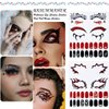 Halloween Eye Shadow Stickers Eyeliner Temporary Tattoo Decals Face Eye Makeup Spider Web Bat Nail Full Wraps Glow in The Dark Nail Strips Sticker for Women Girls Halloween Masquerade Party