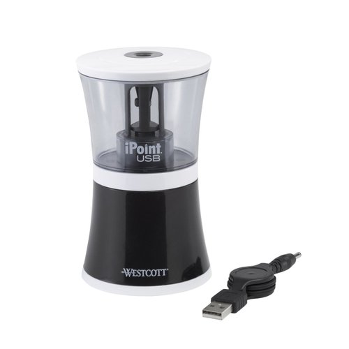 Westcott iPoint USB Pencil Sharpener, Black (15912)
