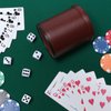 Leather Dice Cup Set Felt Lining Quiet Shaker with 5 Dot Dices for Farkle Yahtzee Games,Brown