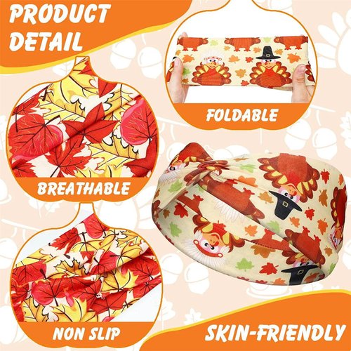 NERTNJIFOR Thanksgiving Maple Leaves Headbands for Women Knotted Headband Autumn Festive Fall Headband Soft Elastic Cloth Hair Bands Fashion Personality Hair Wrap Hair Accessories for Party(4 Pcs)