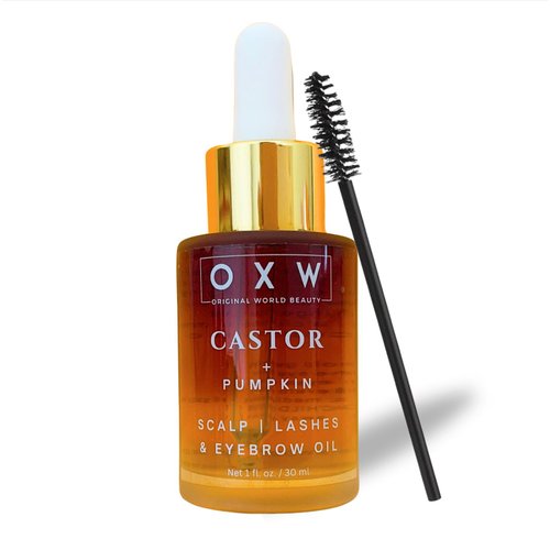 OXW Beauty Castor Oil & Pumpkin Seed Oil Blend - Scalp Stimulator Hair Growth Oil - Nourishing Treatment Facial Oil - Organic Virgin Hexane Free Cold Pressed Glass Bottle - Handcrafted All Natural