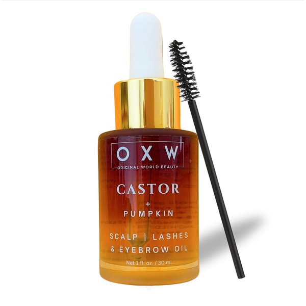 OXW Beauty Castor Oil & Pumpkin Seed Oil Blend - Scalp Stimulator Hair Growth Oil - Nourishing Treatment Facial Oil - Organic Virgin Hexane Free Cold Pressed Glass Bottle - Handcrafted All Natural