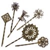 6 Retro Vintage Metal Hair Pin Bobby Pins Flower Bow Royal Square Bronze Accessories Women Girls