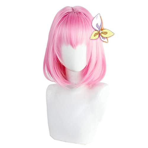 osseoca Ootori Emu Short Bob Pink Straight Synthetic Hair Anime Halloween Carnival Comic Exhibition Cosplay Hair Natural COS Ombre Wigs