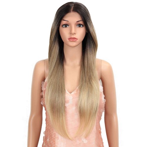 Style Icon Easy-360 Lace Wigs 28" Free Part Lace Frontal Wigs Long Straight Wig Ombre Blonde Synthetic Wig(28", SOP 22613)