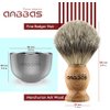Anbbas Pure Badger Hair Shaving Brush Solid Wood Handle with Goat Milk Shaving Soap 100g,Stainless Steel Shaving Stand and 2 Layers Shaving Bowl Kit Perfect for Men Gift