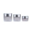 AKOAK 3 PCS 20g Refillable Frosted Glass Cosmetic Cream Jar Bottle Container with Silver Alumite Lids