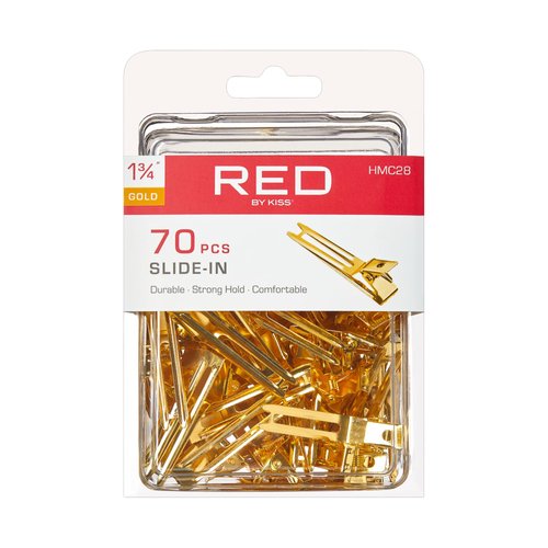 Red by Kiss Gold Metal Hair Clips, Durable Sturdy Hold for Long Lasting Styling & Curl Setting, Rust-Free Hair Pins for Thick & Thin Hair (70, Slide-In)