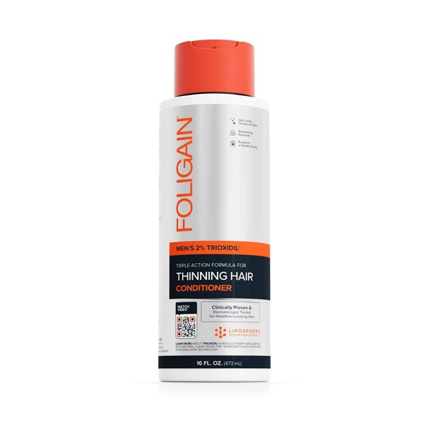 Foligain Triple Action Conditioner For Thinning Hair For Men with 2% Trioxidil | Hair Stimulating Conditioner | Men's Volumizing Conditioner (16oz) (15242)