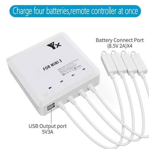 Hanatora Battery Charger for DJI Mini 4 Pro,Mini 3,Mini 3 Pro Drone,6 in 1 Rapid Multi Parallel Charging Hub Accessories