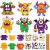 JULBEAR Halloween Craft Kits for Kids, 26 PCS Halloween Party Favors Make Your Own Monster DIY Paper Crafts Stickers for Halloween Party Games Activities