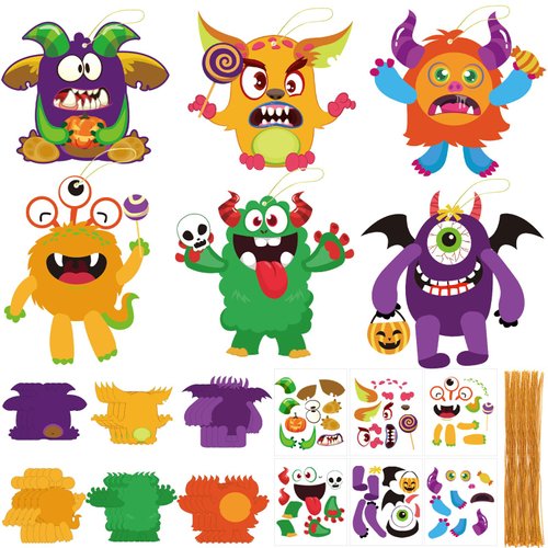 JULBEAR Halloween Craft Kits for Kids, 26 PCS Halloween Party Favors Make Your Own Monster DIY Pa...
