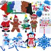 Winlyn 24 Sets Christmas Craft Kits Winter Crafts DIY Christmas Ornaments Decorations Art Sets Foam Santa Reindeer Snowman Christmas Stickers for Kids Holiday Season Classroom Activities Party Favors