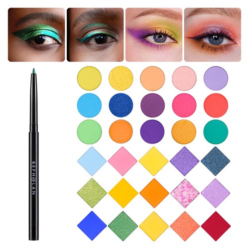 BEPHOLAN Eyeliner Pencil and Eyeshadow Palette,Purple Eyeliner,Blue Purple Shifting Colors Glitter Waterproof Eyeliner Eye Shadow,24h Long-Lasting Metallic Colored Eyeliner Pen,Purple-Blue Shifting