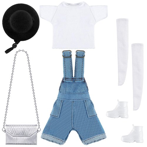 Geyoga Doll Clothes 12 Inch Doll Accessories Casual Wear Clothes Outfits with Shoes Socks Hat Bag Top Jumpsuit Set Gift(Light)