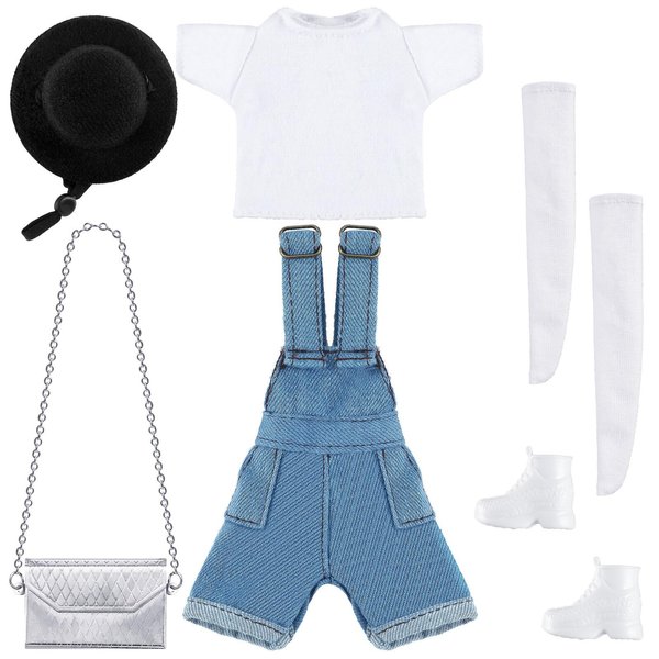 Geyoga Doll Clothes 12 Inch Doll Accessories Casual Wear Clothes Outfits with Shoes Socks Hat Bag Top Jumpsuit Set Gift(Light)