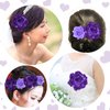 Topbuti Rose Hair Clip Flower Hairpin Rose Brooch Floral Clips, 4 Pcs Fabric Rose Flowers Hair Clips Mexican Hair Flowers Pin up Headpieces for Woman Girl Wedding Party Mother's Day (2 Sizes) (Purple)