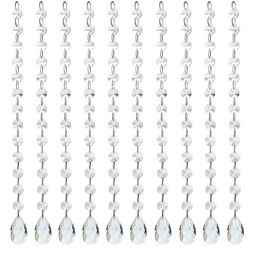 KANPURA 1ft 10pcs Teardrop Crystals Garland,Crystal Teardrop Chandelier Replacement,Hanging Glass Crystals for Chandelier,Wedding Decor(Clear)