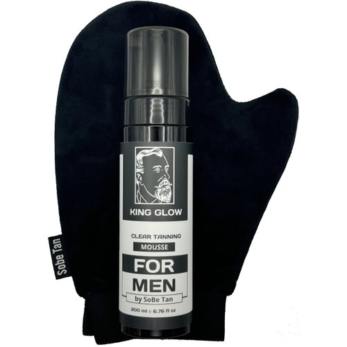 Self-Tanner for Men | King Glow - Water-Based, Fast-Drying Sunless Tanning Foam for Body and Face - Natural Tan Without the Sun (Mitt Included)