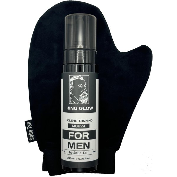 Self-Tanner for Men | King Glow - Water-Based, Fast-Drying Sunless Tanning Foam for Body and Face - Natural Tan Without the Sun (Mitt Included)