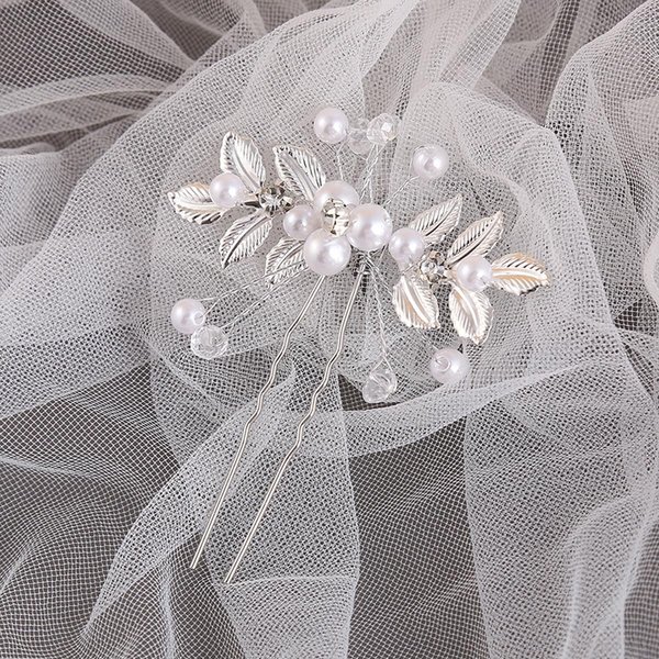 LINAYOHA Wedding Pearl Bridal Hair Pins For Women Girls U Shaped Bobby Pin Hair Barrette Clips Flower Bridal Headpieces for Bridesmaid Wedding Hair Accessories(2Pcs, Silver)