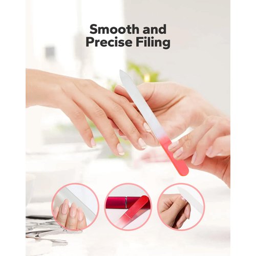 Aorange Glass Nail File with Case (3 Pack), Glass Nail Files for Natural Nails, Professional Czech Glass Nail File, Crystal Nail File, Gentle Nail Care Stocking Stuffers and Christmas Gifts for Women