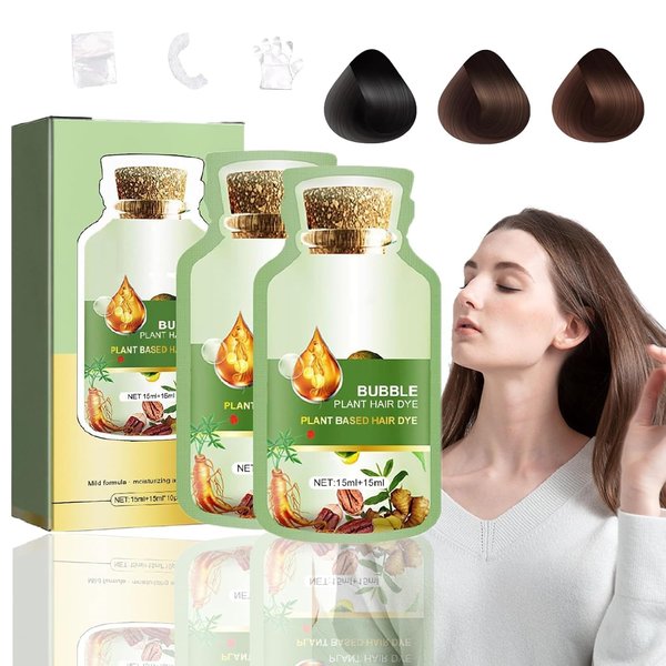 zhnnt Natural Plant Hair Dye,New Botanical Hair Dye Shampoo 30ml10packs/Box,Natural Plant Hair Shampoo Dye For Grey Hair Coverage，Women And Men (Natural Black)