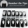 AddFavor XXXL Extra Long Press on Nails Coffin Glossy Black Fake Nails Full Cover Acrylic False Nails 12 Sizes 120pcs Nail Tips for Women Fingernails Manicure Design