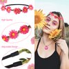 Hippie Costume Set Includes Peace Sign Necklace & Earring, Flower Crown Headband and Sunglasses 60s 70s Party Accessories (Sweet Girl)