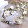 Floral Fall Adjustable Bridal Flower Garland Headband Flower Crown Hair Wreath Halo F-83 (Style 2 White)