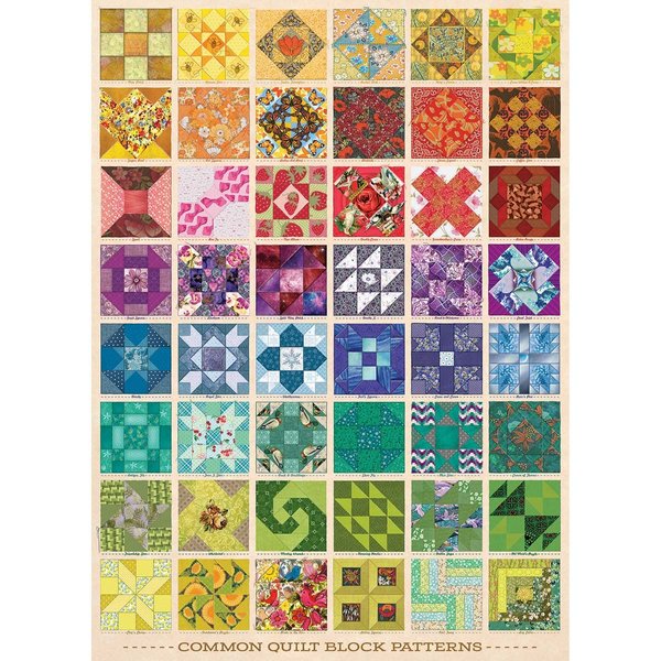 Cobble Hill 1000 Piece Puzzle - Common Quilt Blocks - Sample Poster Included