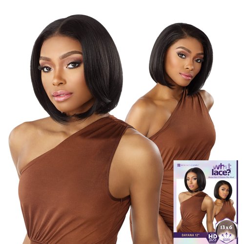 Sensationnel What Lace 13x6 Wigs - Human Hair Blend DAYANA 12-inch Cloud 9 synthetic with preplucked hairline - Whatlace HHM DAYANA 12 inch (1 JETBLACK)