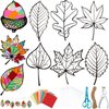 18 Pcs Thanksgiving Fall Paper Craft for Kids DIY Autumn Tissue Paper Leaf Suncatcher Kit with 20 PVC Contact Paper and 30 Colored Cellophane Paper for Kids Classroom DIY Crafts Art Party Supplies