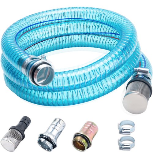 Fuel Hose 1 inch Suction Hose, Fuel Transfer Hose for Fuel/Oil/Diesel/Kerosene/Gasoline Transfer Pump, 1 Inch Fuel Pump Hose with 3/4 &1 Inch Threaded Couplings (6.5FT Long)