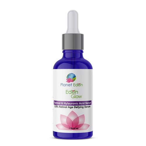 Planet Eden 2.5% Retinol and Hylauronic Acid Serum with Aloe Vera, Vitamin E and Green Tea - Powe...