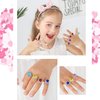 SUNMALL 36 pcs Little Girl Play Rings, Adjustable Rhinestone Gem Rings in Box, Children Kids Jewelry Rings Set with Heart Shape Display Case, Girl Pretend Play and Dress up Rings for Kids