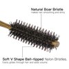 PERFEHAIR Small Round Hair Brush with Boar & Nylon Bristle, 1.4 Inch, Mini Rolling Circular Hairbrush for Blow Drying, Curling, Styling Fine, Thin, Short Hair, Bangs, Beard