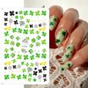 8Pcs St. Patrick's Day Nail Stickers Shamrocks Nail Art Stickers Irish Four Leaf Clover Nail Decals 3D Self-Adhesive Design Stickers St. Patrick's Day Nail Supplies Spring Summer Lucky Leaf Nail Decor