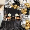 72Pcs Black and Gold Balloons Set, Black White Gold Balloon 12 Inch Silver Metallic Confetti Balloons Party Supplies for Happy New Year Birthday Bridal Shower Wedding Graduations Party Decorations