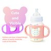 Baby Bottle Handles, Durable Food Grade Silicone Transitional Sippy Cup Handle Grip for Wide-Neck Baby Bottles, Cute Bear Design, Pack of 2, Pink & Purple
