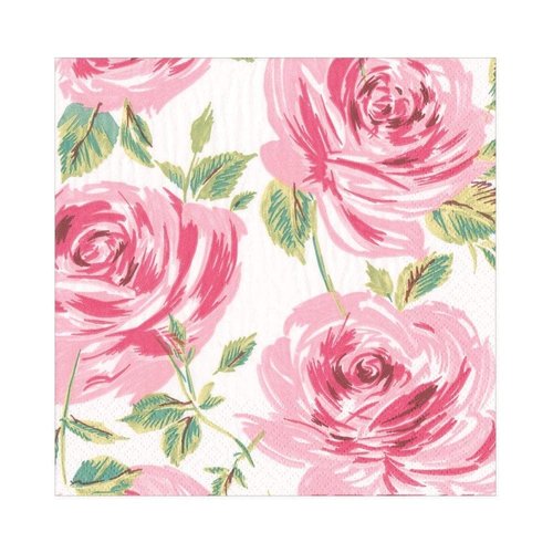 Caspari Bella Rosa Paper Luncheon Napkins in Pink, 20 Per Package